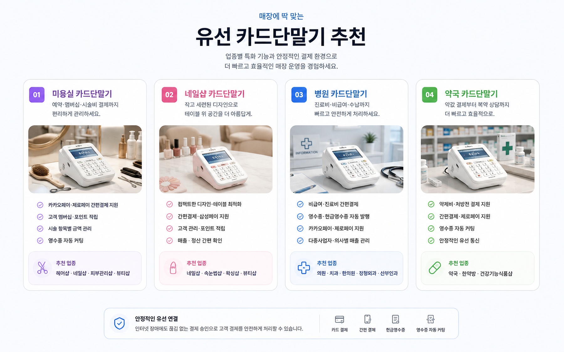 미용실, 네일샵, 병원, 약국용 유선 카드단말기 추천
